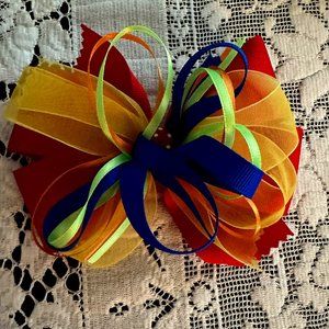BOW-Red grosgrain & multiple colors Girl's Decorative Bow- 5 in